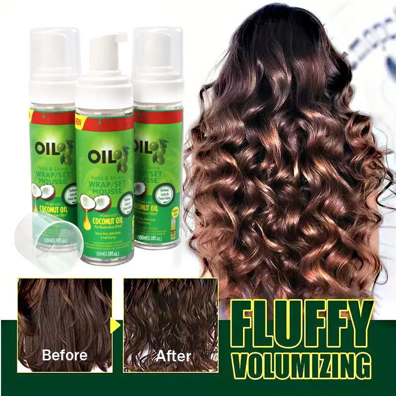 Hair Styling Mousse 100Ml Setting Foam Olive Oil Hold & Shine Wrap/Set Mousse Smell Good Hair Moisturizing Mousse Setting Lotion