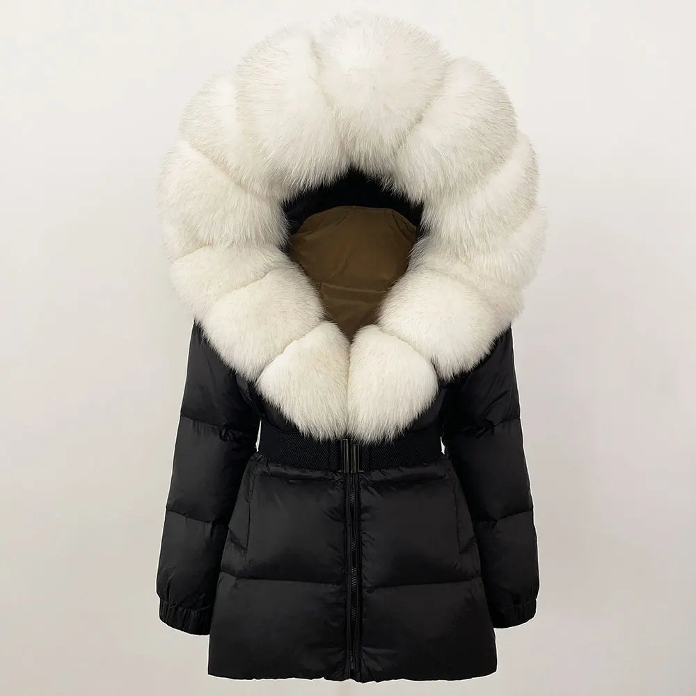 OFTBUY 2025 Winter Clothing Puffer Jacket Women Real Fox Fur Hooded Thick Warm 90% White Duck Down Coat Female Parkas Waterproof