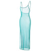 Mesh See Through Backless Spaghetti Strap Dresses Sexy Leopard Print Backless Midi Dress Cover-Ups Summer Boho Beach Holiday