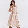 Suninheart Summer Pink Floral Print Corset Dress Midi Elegant Sexy Party Dresses Holiday Birthday Casual A Line Women Clothing
