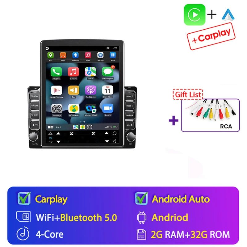 For Tesla Style 2 Din Android 14 Car Radio For Nissan Hyundai Kia Toyota Multimedia Video Player Navi Stereo Carplay Mirror link