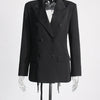 TWOTWINSTYLE Patchwork Diamonds Backless Blazer For Women Notched Collar Long Sleeve Spliced Button Chic Blazers Female Style