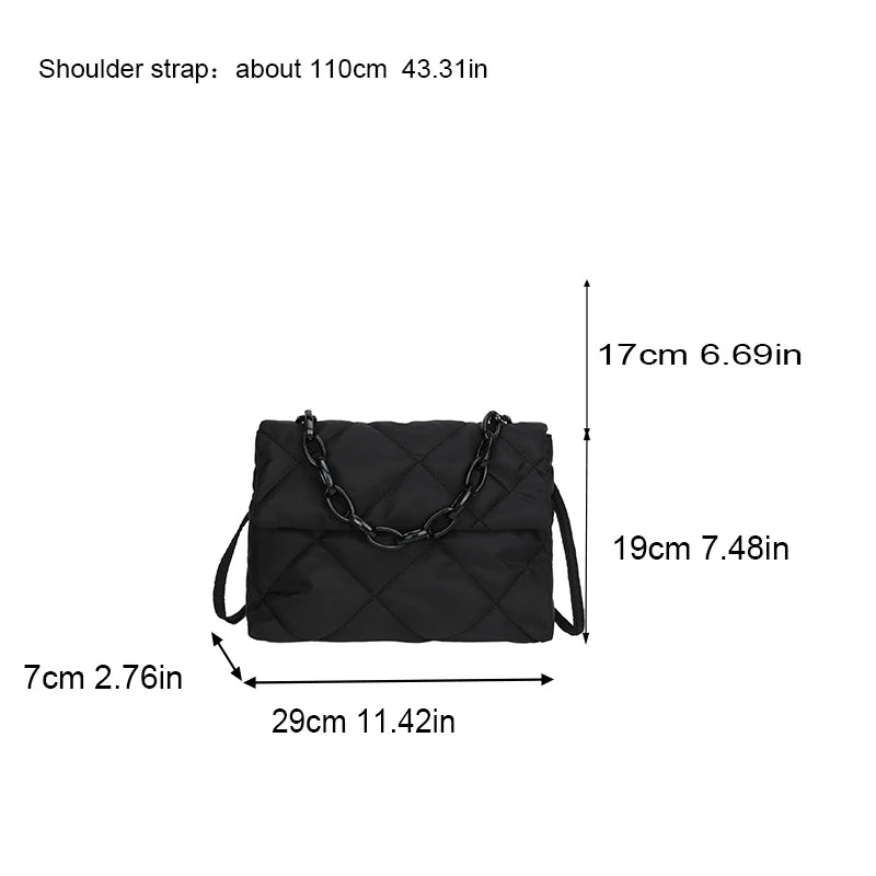 Acrylic Chain Crossbody Square Bags Casual Flap Women Commute Bags Quilted All-match Winter Large Capacity for Girls Shopping