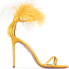 Summer new feather flower silk ribbon sexy open-toe sandals thin high-heeled banquet dress fashionable large-size women's shoes