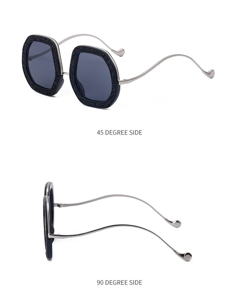 Oversized Luxury Diamond Shiny Sunglasses Women Irregular Round Crystal Sun Glasses Men UV400 Shades Eyewear Polygonal Sunglass