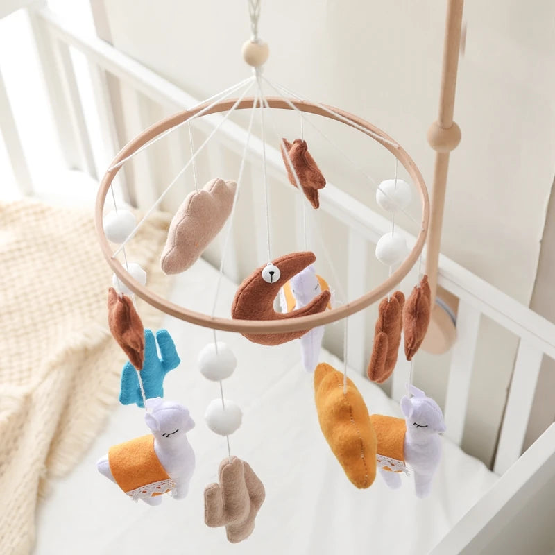 Baby Crib Mobile Rattle Toy 0-12Months Infant Soft Felt Teddy Velvet Pink Bear Bed Bell Hanging Toy Holder Bracket Crib Girl Toy