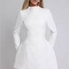 Mozision Long Sleeve Backless Sexy Mini Dress For Women Autumn Winter New O Neck High Waist A-line Club Party Sexy Dress Elegant