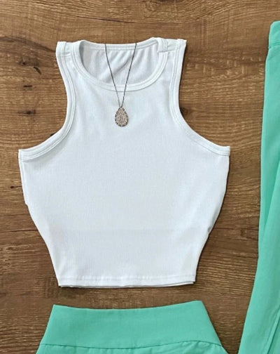 CPSYMYM 3 Pieces Outfits Women Outfit  Spring New Solid Color Round Neck Crop Tank & High Waist Mini Skirts Set with Sleeveless