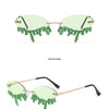 Diamond Rimless Sunglasses Women Luxury Brand Rhinestone Sun Glasses Ladies Sexy Tear Shape Punk Party Eyewear gafas de sol