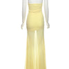 Weird Puss Patchwork See Through Dress Women Elegant Solid Pleated Strapless Sleeveless Backless Slim Banquet Party Vestidos