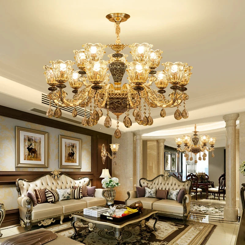 Chandelier Living Room Grand Luxury Crystal Lamp Dining Room Bedroom Decoration French Retro Chandelier Lighting Fixtures