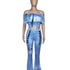Women Sexy Bodycon 2 Piece Outfits V Neck Zip Up Long Sleeve Crop Top Midi Dress Skirt Set Plus Size Party Club Clubwear
