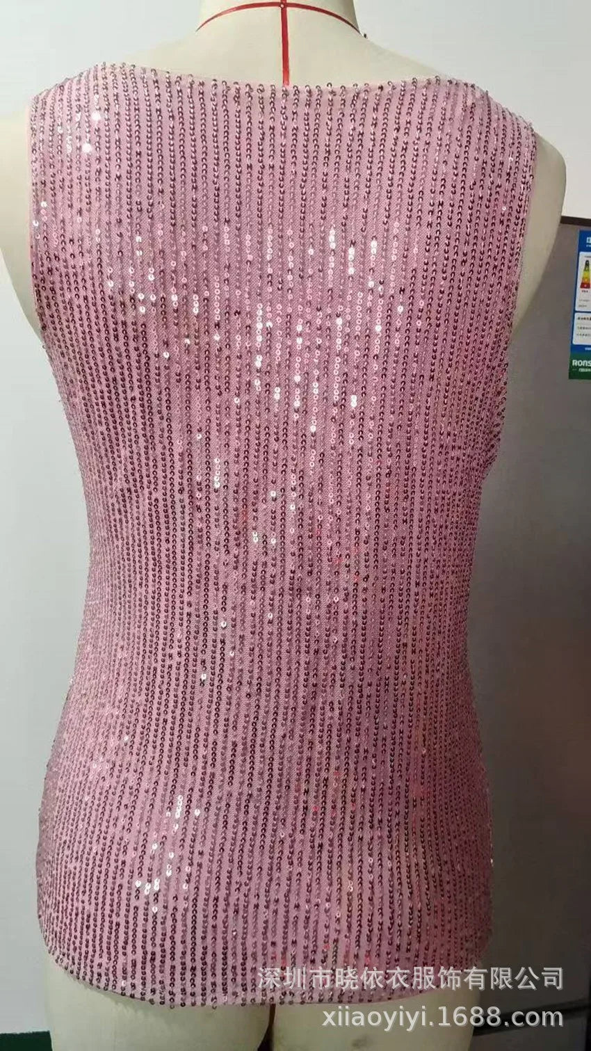 Women's Summer New Item Solid Color Fashion Sequin Light Mature Sexy V-neck Sleeveless Camisole Vest Pullover Top