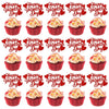 YOMDID 24Pcs Happy Valentines Day Cupcake Toppers Glitter Red Decorations Valentines Day Cupcake Picks Gift for Valentine\'s Day