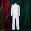 Luxury Jumpsuits & Rompers for Women Round Neck Beaded Transparent Sleeve High Waisted Elegant Female Birthday Party Overalls