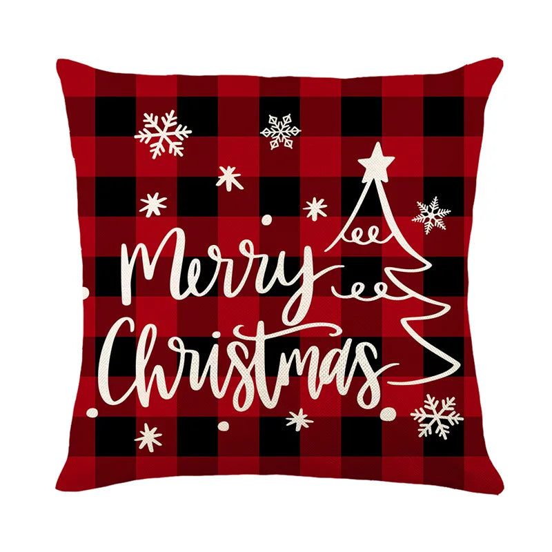 Linen Christmas Pillow Cover Snowman Elk Pillow Case 2024 Christmas Decoration for Home New Year Sofa Car Cushion Cover 45x45cm