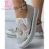 Big Size 43 Brand New Ladies Platform Loafers Fashion Rhinestonen Pearl Solid women's Sneakers Casual Spring Autumn Women Shoes