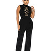 Znaiml Office Lady Jumpsuit High Waist Elegant Black One Pieces Chain Short Sleeve Straight Wide Leg Romper Birthday Overalls