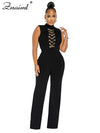 Znaiml Office Lady Jumpsuit High Waist Elegant Black One Pieces Chain Short Sleeve Straight Wide Leg Romper Birthday Overalls