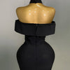 Women 2025 New Sexy Off Shoulder White Flower Black Mini Bodycon Bandage Dress Luxury Celebrity Evening Club Elegant Party Gowns