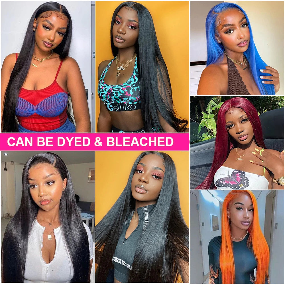 250 Density 360 Full Lace Wigs 100% Human Hair Glueless Pre Plucked Brazilian Straight 13x6 Hd Lace Frontal Wig For Women