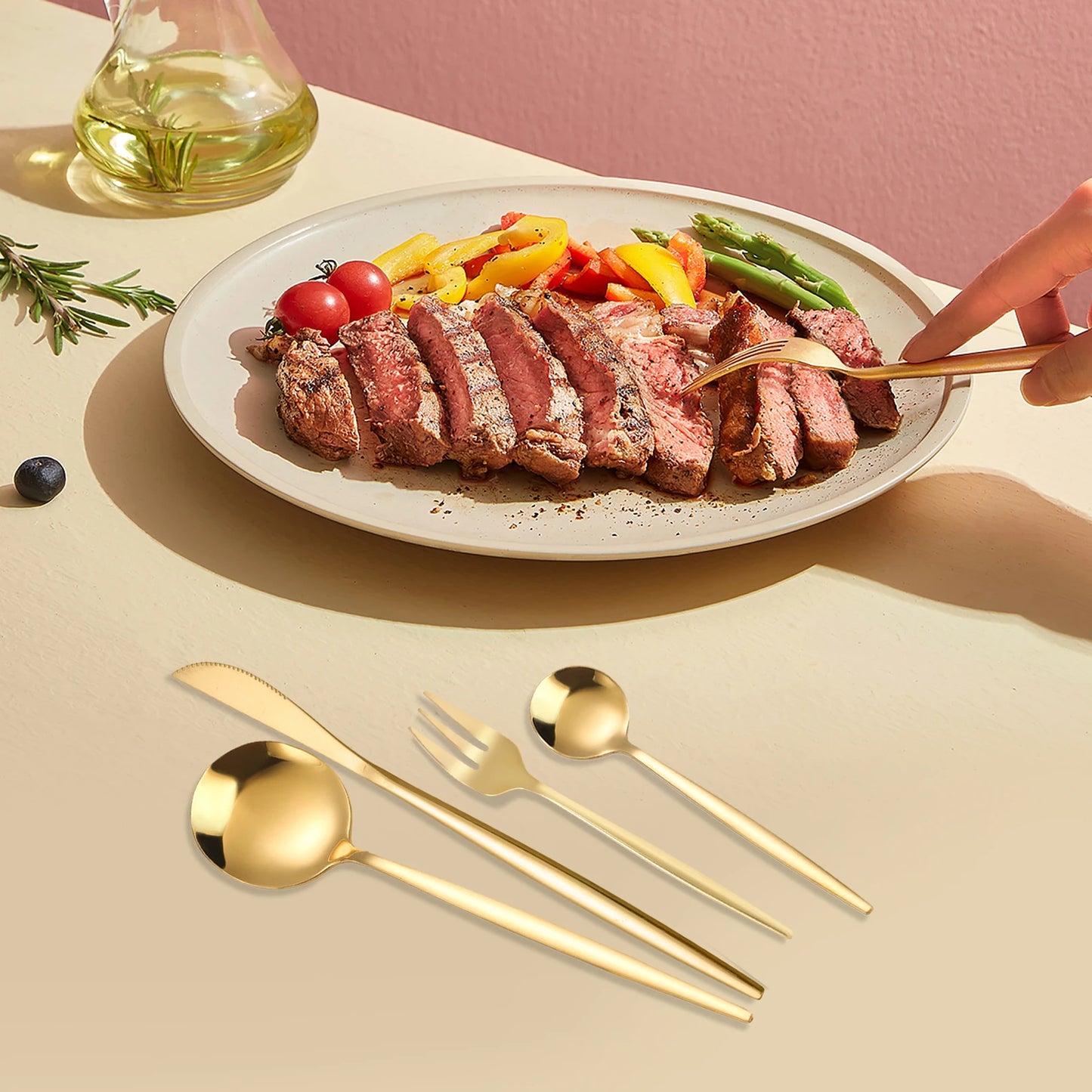 24Pcs/90Pcs Flatware Set Stainless Steel Silverware Utensil Kitchen Tableware Forks Knives Spoons Cutlery for Home Restaurant