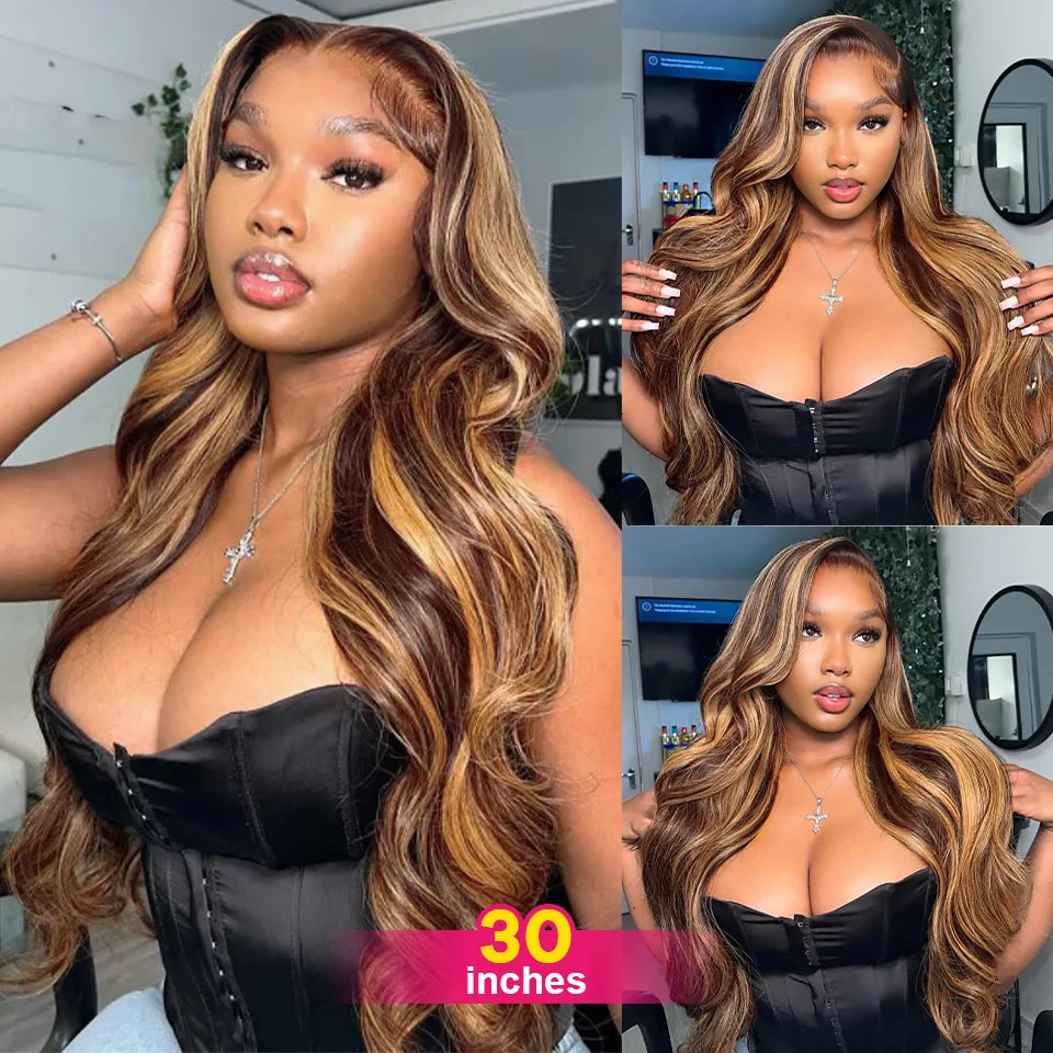 360 HD Lace Frontal Wigs 4/27 Highlight Wig Body Wave 13×6 13X4 Lace Front Wigs For Women Human Hair Loose Wave Virgin Brazilian