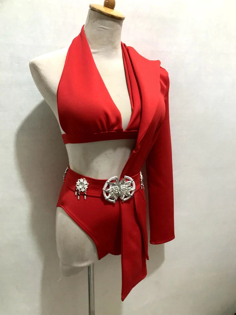 Bar Nightclub Women Singer Dancer Team Stage Performance Clothes Irregular Bikini Blazer Rave Outfit Modern Jazz Dance Costume