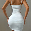 Women Sexy Spaghetti Strap Bodycon Mini Dress White Backless Party Evening Outfit Nightclub Vestidos