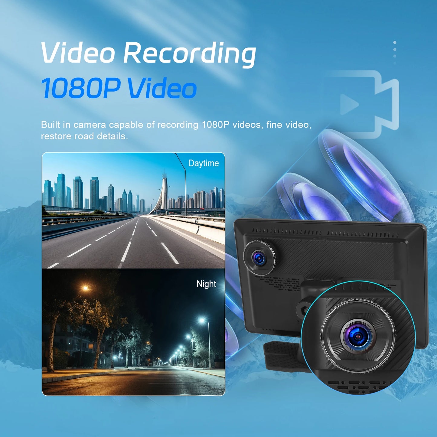 Podofo 8inch Android Monitor 4+64G Carplay Android auto Car Video Player Bluetooth FM AUX Apple Airplay Dashboard Monitor
