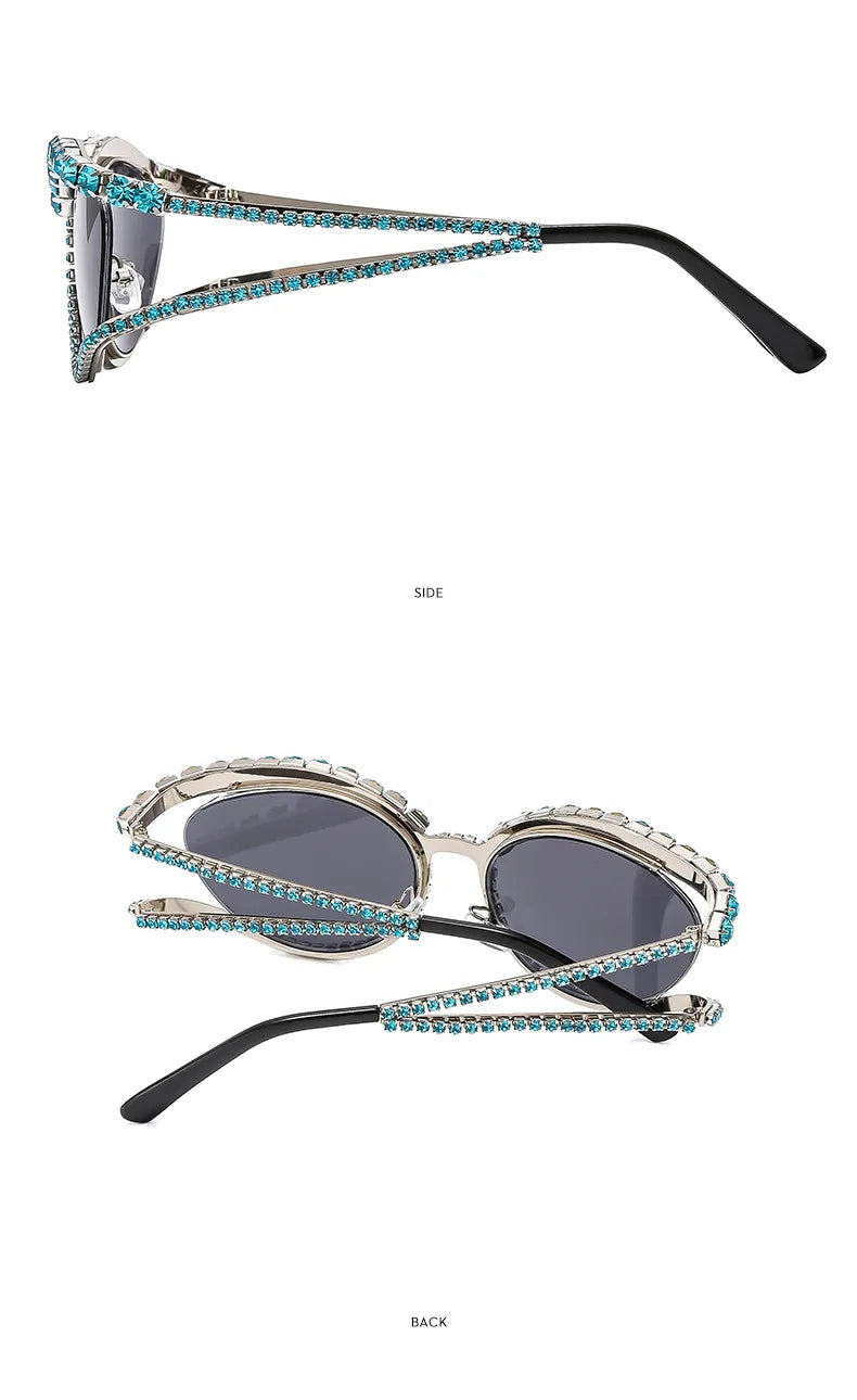 XJiea 2024 Designer Rhinestone Sunglasses For Women Luxury Brand Fashion Steampunk Men Eyeglasses Party Beach Shades Accessory