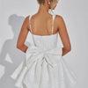 Mozision Sequins Bow Backless Sexy Mini Dress For Women Robe Fashion Square Collar Sleeveless High Waist A-line Club Dress