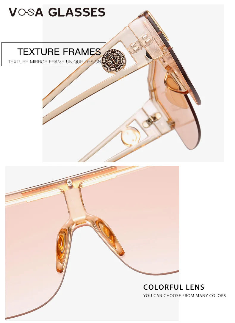 2023 Luxury Big Square Sunglasses Women Brand Designer Retro Blue Sun Glasses For Female Oversized Black Shades Oculos UV400