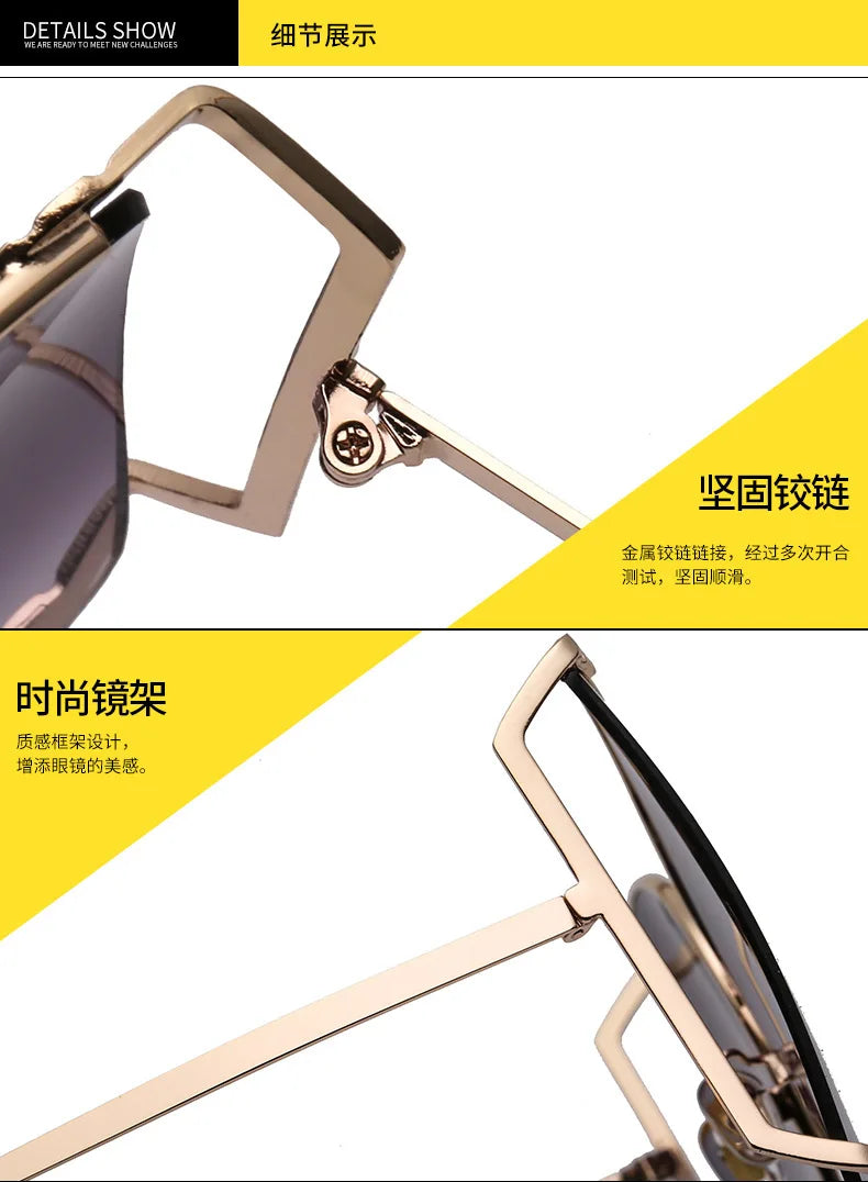 Fashion Model Ocean Yellow Square Sunglasses Women Luxury Brand Oversized Shades Pearl Chic Sun Glasses For Female Men Oculos
