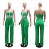 CM.YAYA Sexy Party Women's Set Striped Splicing Strapless Crop Top and Wide Leg Pants 2025 Two 2 Piece Sets Outfit Tracksuits