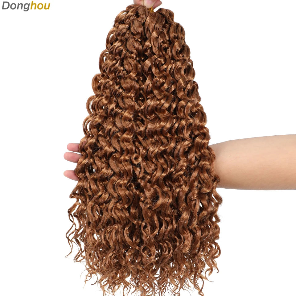 Beach Curl Crochet Hair Gogo Curl Crochet Hair 18 Inch Ombre Brown Blonde Bug Ginger T30 Synthetic Deep Wave Twist Crochet Braid