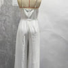 Spring New Jumpsuit Women Bandeau Beaded Spaghetti Strap Bowknot Design Ruched Slim Fit Elegant Wide-Leg Overall Female Jumpsuit