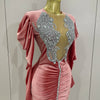 Luxury Sparkly Crystals Sexy Mesh White Velvet Short Dress 2025 Women Elegant Evening Prom Birthday Party Dresses Stage Costume