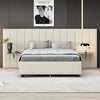 Queen Size Upholstered Platform Bed Velvet Fabric Big Headboard Wooden Frame Bedroom Storage Slat Support No Box Spring Needed