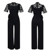Mlaiscsr Elegant White Jumpsuits with Sashes Club Outfit for Women Lace Patchwork Short Sleeve Birthday Party One Piece Rompers