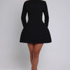 Mozision Long Sleeve Backless Sexy Mini Dress For Women Autumn Winter New O Neck High Waist A-line Club Party Sexy Dress Elegant