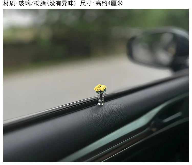 Dainty roses car center console window ornament mini cure car accessories ladies car personality beautiful interior ornaments