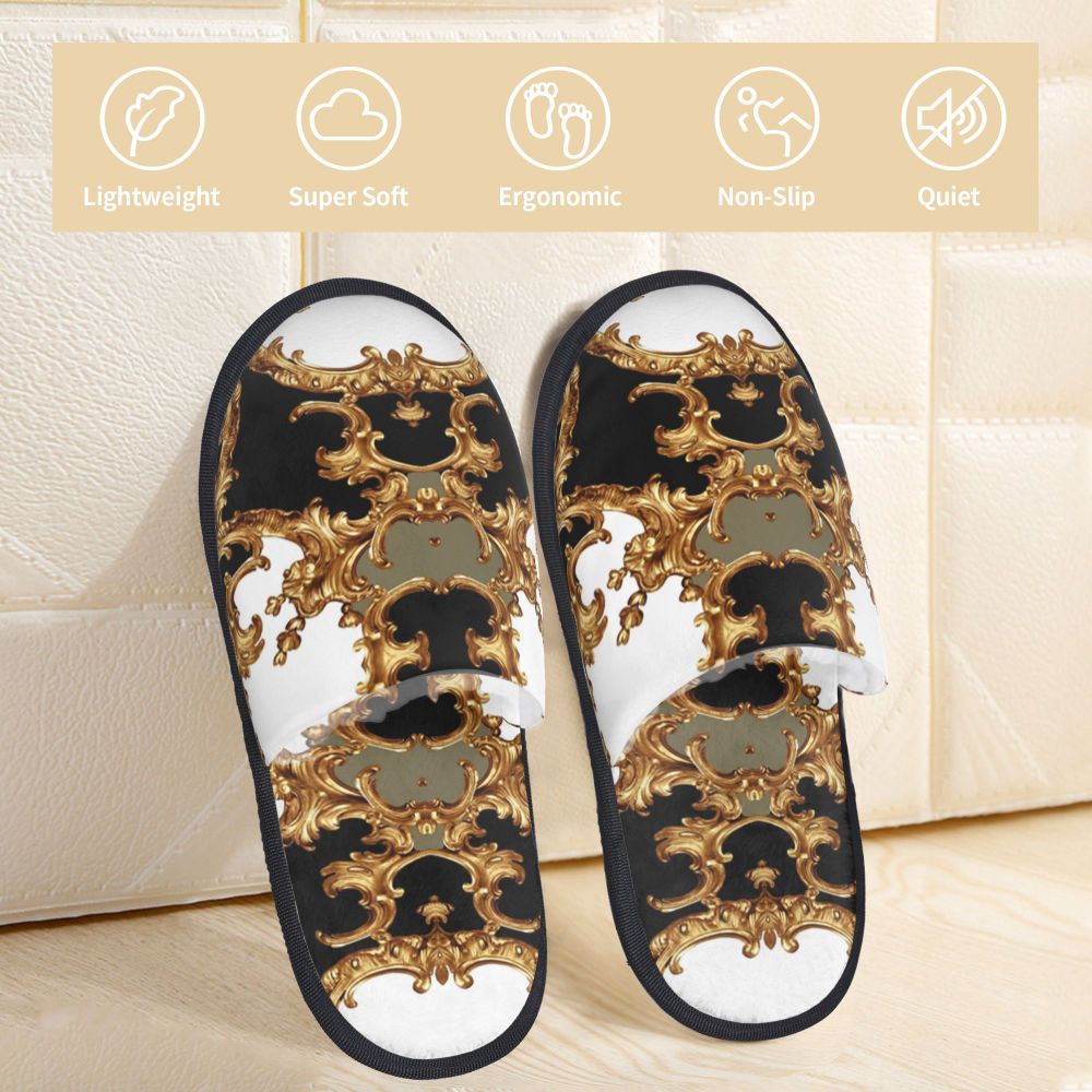 Custom Queen Of Absolutely Everything Gold Baroque Soft Memory Foam House Slippers Women Comfy Warm Anti-skid Sole Slipper