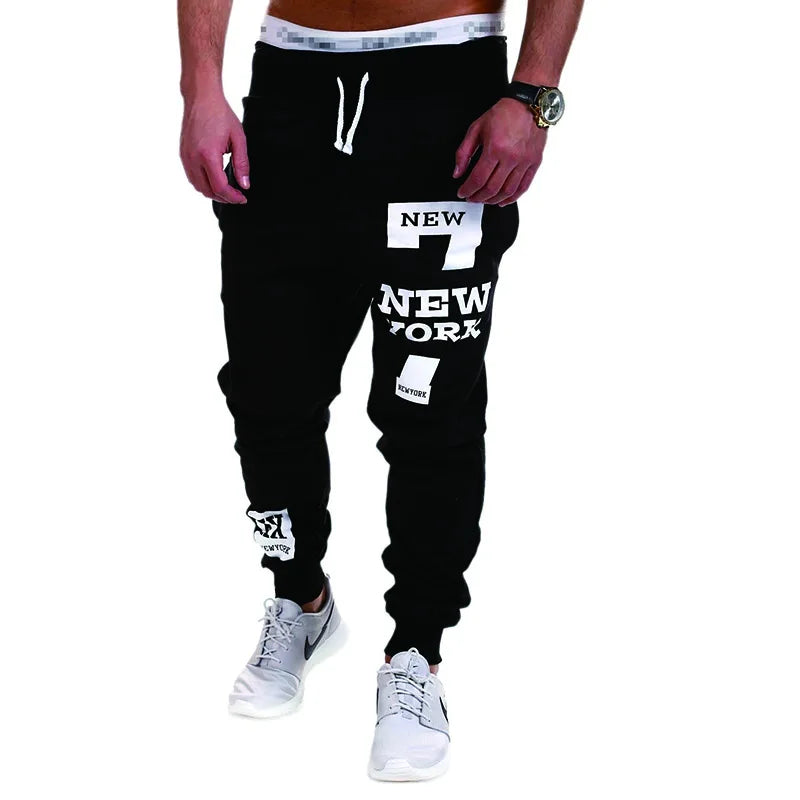 Letter Graphic Print Sweatpants for Men Hip Hop Joggers Sports Athletic Pants for Workout Casual Elastic Waist Lounge Trousers