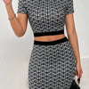 All-over printed elastic waist skirt and T-shirt two-piece set