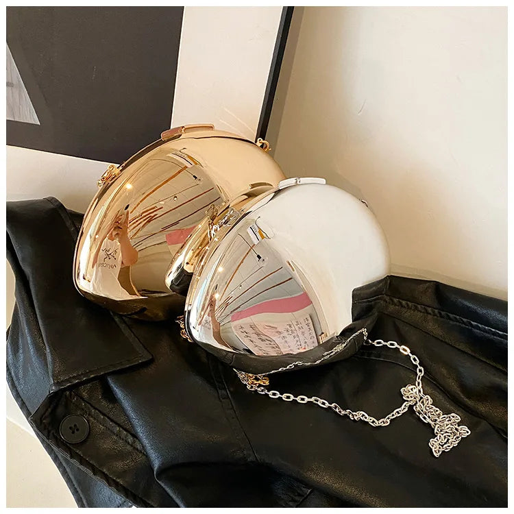 Golden Acrylic Women Hobo Bags Luxury Designer Clear Beach Handbags Dinner Party Wedding Round Top Handle Evening Clutch Purse