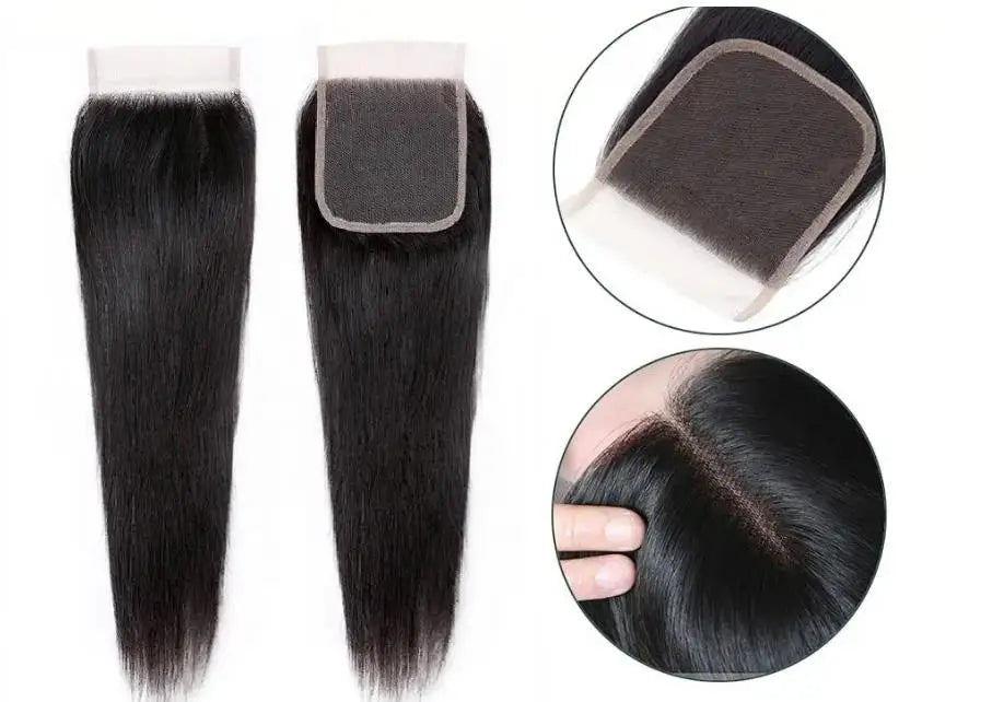 Peruvian Hair 4x4 Lace Closure Pre plucked  Straight Hair 13x4 HD Transparent Lace Frontal 100% Human Hair Natural Hair Line
