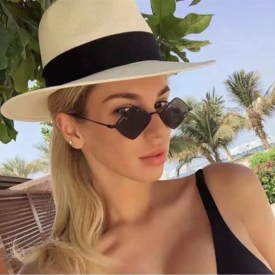 Square Polygonal Women Sunglasses 2025 Vintage Brand Diamond Rhombus Ladies Sun Glasses Men Female Fashion UV400 Shades Eyewear