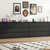 9 Drawer Dresser for Bedroom with Charging Station, 63" Modern Large Wood Chest of Drawers Handle Free, Black/White