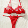 Floral tube Embroidered no padding Bra & Thongs Panties, Underwire Lingerie Set, Women's Lingerie & Underwear